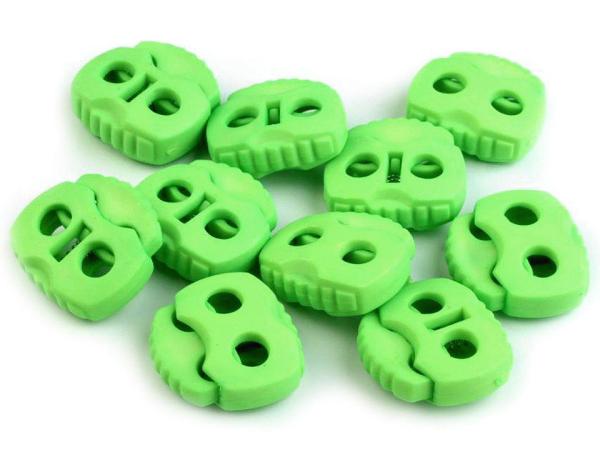 Kordelstopper mit 2 Löchern 20x20mm Lime-Grün
